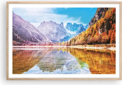Produktbild von Gerahmtes Poster - Rahmen in heller Eiche - Herbst Landschaft Berge - 91,5x61 cm - Wand Bild - Wanddeko - Wandbilder - Kunstposter - Wandposter - Bilderrahmen - Bilder - Kunstdruck - P2NAA91x61-4624