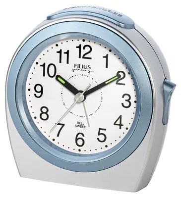 Filius 0605-5 Quarz Wecker ohne Ticken Silberfarben/Hellblau 1