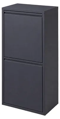 Immagine prodotto di Contenitore per rifiuti Relaxdays, con 3 scomparti, capacità totale 18 litri (2 scomparti da 11 litri), con coperchio a ribalta, contenitori interni removibili, in metallo, da appoggio o da montaggio a parete, colore antracite, Immagine generata dall'IA