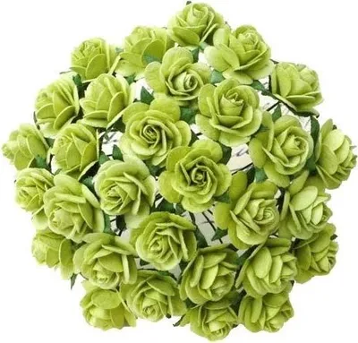Produktbild von ROSEN Geöffnete 15mm 50 Stk. Scrapbooking Maulbeerpapier Blumen Flowers, grün