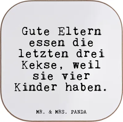 Produktbild von Mr. & Mrs. Panda Tassenuntersetzer Gute Eltern essen die... - Weiß - Geschenk, Untersetzer für Gläser, witzig, Muttertag, Familie, gläseruntersetzer, Coaster, Kinder