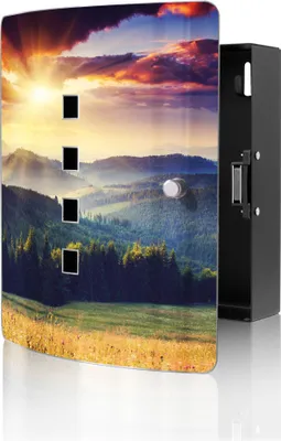 Produktbild von banjado Design Schlüsselkasten aus Edelstahl für 10 Schlüssel, Schlüsselschrank 24 x 21,5 x 7cm groß mit Magnetverschluss,  Karpaten Sonnenuntergang [BWSK 12313]