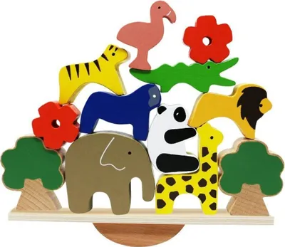Produktbild von Konzentrationsspiel Motorikspielzeug Lernspiel Stapel Tiere Holz Bauklötze Balancierspiel für Kinder ab 3 Jahren
