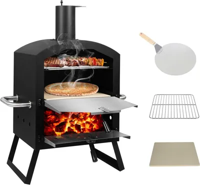 Produktbild von Pizzaofen - Holzofen - Outdoor-Ofen - Grillofen - Räucherofen - Knusprige Pizza - Wetterbeständiger, beschichteter Stahl