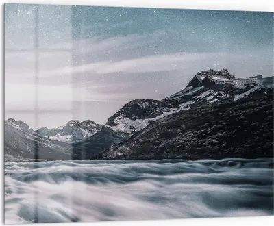 Produktbild von DEQORI Küchenrückwand Glas 80x60 cm 'Fluss der Sterne' Spritzschutz Bad Rückwand Küche