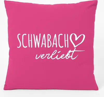 Produktbild von Huuraa Kissen Schwabach verliebt 40x40cm mit Füllung Fuchsia Baumwolle Dekokissen Geschenkidee