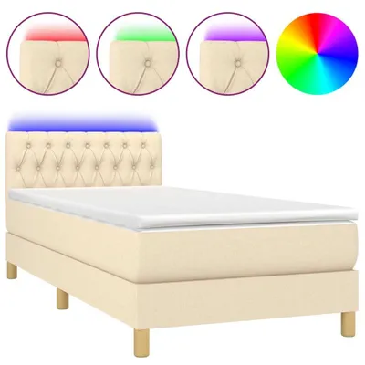 Produktbild von Boxspringbett mit Matratze & LED Creme 90x190 cm Stoff