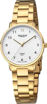 Produktbild von Regent Metall Damen Uhr Armbanduhr Quarz gold Metallarmband D2URGM2305
