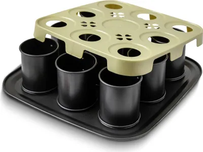 Produktbild von Zenker Bake, Click & Go 9er Törtchenblech  29 x 29 x 7 cm  Backform mit separat erhältlichem Deckel für den direkten Transport  Kuchenform zum Backen & Transportieren