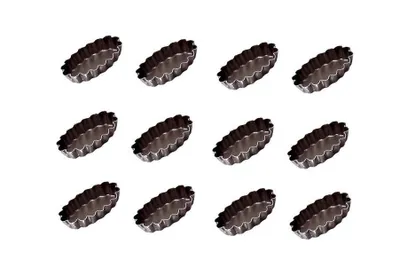 Produktbild von 12 x Backform für Dessert Petits Fours Pralinen Pudding °45mm oval/gewellt