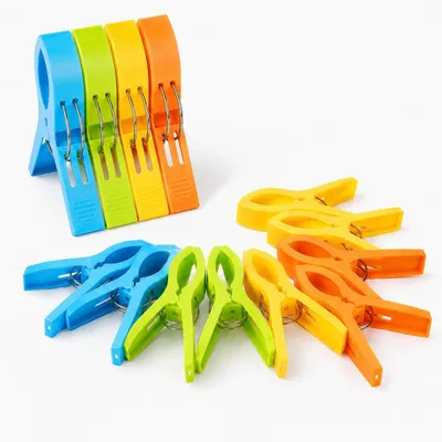Handtuchclips Set 12 Stück, bunte Klemmen ca. 12 cm