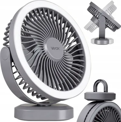 Obrázek produktu pro Stolní ventilátor s baterií a světlem 48xSMD šedý VA0338G Vayox