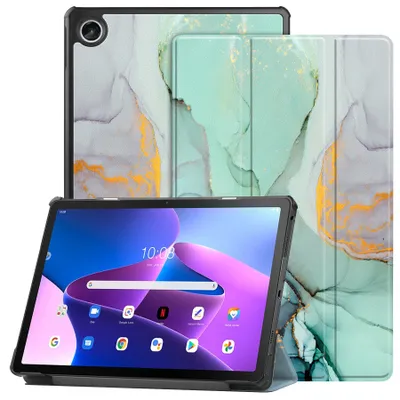 Produktbild von Schutzhülle für Lenovo Tab 10.1" 2025 TB-311FU / TB-311XU 4 Generation Hülle Case Cover Tasche Smart Cover Magnetisch Wake Up & Sleep - Grün Marmor
