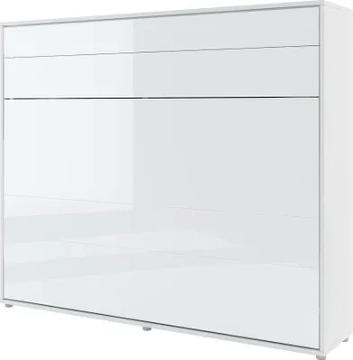 Produktbild von Mirjan24 Wandklappbett Bed-Concept BC-14 160x200 Horizontal, Stilvoll Funktionsbett mit Leistenlattenrost (Farbe: Weiß Matt / Weiß Hochglanz)