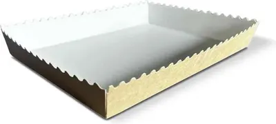 Image de Plateau profond en papier kraft avec volants, 20 x 14 x 3 cm, 50 pièces