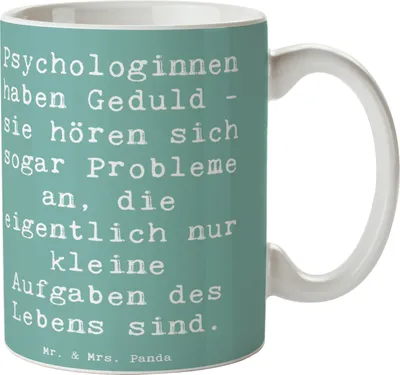 Produktbild von Mr. & Mrs. Panda Tasse Spruch Geduldige Psychologin - Meeresbrise - Geschenk, Kaffeetasse, Berufsleben, Berufsgestaltung, Unterstützung, Psychologie, Beruf, schöne