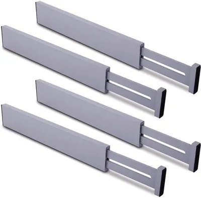 Produktbild von Graue Bambuslade-Organizer, verstellbar, 4er-Pack, für Küche, Schublade