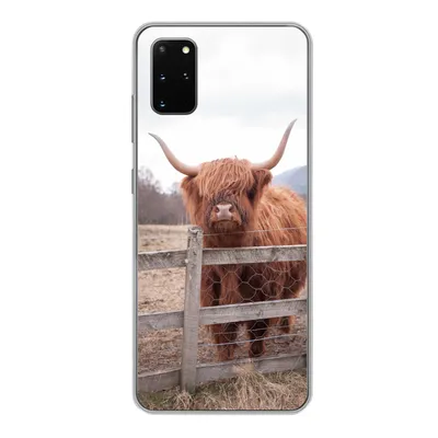 Produktbild von MuchoWow® Handyhülle Schutzhülle Hülle für Samsung Galaxy S20 Plus Scottish Highlander - Gras - Zaun Silikon Softcase Handy Hülle - Hartschale