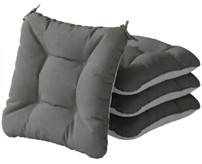 Produktbild von 4er Set Sitzkissen 39,5 x 39,5 x 10 cm Stuhlkissen mit Bändern, rutschfeste Outdoor Indoor Sitzauflage