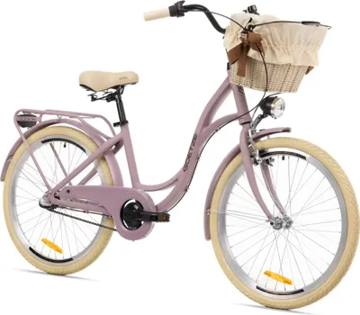 Produktbild von Goetze Style 24 Zoll Kinder Citybike, 14 Zoll Aluminium Tiefeinsteigerrahmen, 3-Gang Shimano Nexus, Rücktritt, V-Bremse, LED, Rattankorb