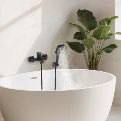 Immagine prodotto di Rubinetteria per vasca da bagno, doccetta, modello da parete, nero