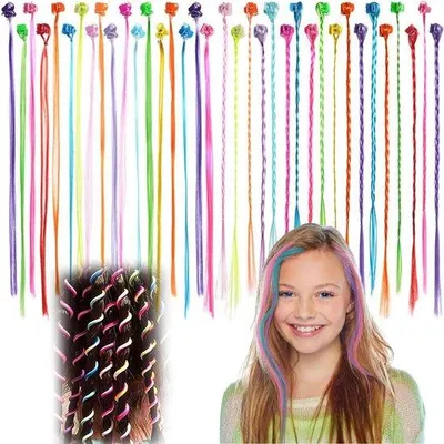 Immagine prodotto di Extension per capelli, 24 pezzi con clip, 32 cm - Extension in capelli sintetici per donne e ragazze - Accessori per capelli per le feste