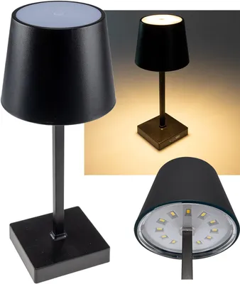 Produktbild von LED Akku Tischleuchte 26cm dimmbar USB-C 160Lumen 1200mAh 3000k schwarz