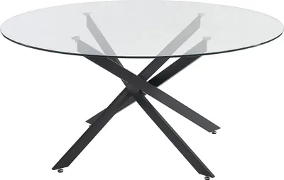 Produktbild von Esstisch rund für 6 Personen - Sicherheitsglas & schwarzes Metall - Transparent - COSIMA