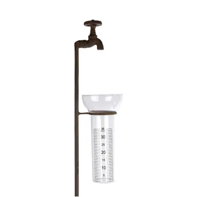 Produktbild von Regenmesser aus Metall in Wasserhahn-Optik Niederschlagsmesser für den Garten