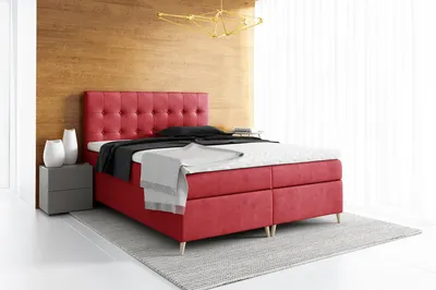 Produktbild von Boxspringbett AGANTI , Pocket Matraze Topper , 160 x 200 cm , ( Rot - Jasmine 60 )