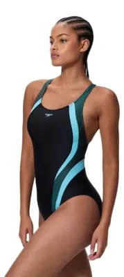 Image de Maillot de bain Speedo Quantum Rib Splice, noir, taille UK 38, pour femme, noir, taille UK 38