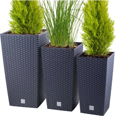 Obrázok produktu pre Prosperplast 3X Kvetináč Rato Square 35; 42; 50 Cm Sada - Antracit