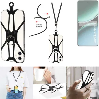 Produktbild von K-S-Trade 3in1 Handykette Handyband Handykordel Halsband Smartphone-Ring Handy-Ring kompatibel mit OnePlus Nord 4 Fingerhalterung Handyring