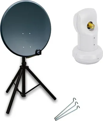 Produktbild von PremiumX mobile Camping SAT Anlage 45cm Antenne Single LNB Dreibein Stativ