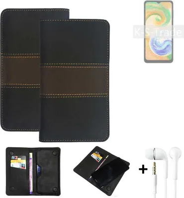 Produktbild von K-S-Trade Handyhülle + Kopfhörer kompatibel mit Samsung Galaxy A04s Schutzhülle Walletcase Bookstyle Tasche Schutz Case Hülle Wallet Cover