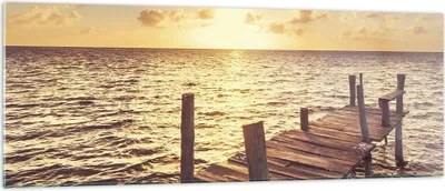 Produktbild von Bilder auf glas - Einteilig - Brücke Sonne Ozean - 140x50cm - Glasbilder - Wandbilder - Bilder - zum Aufhängen bereit - Wanddekoration aus Glas - Glas Bilder - Wandbild auf Glas - GAB140x50-4168