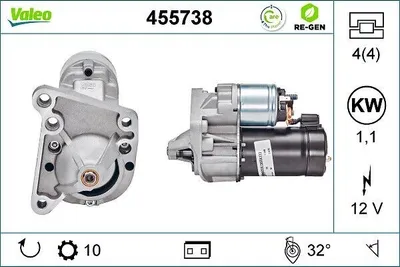 Produktbild von VALEO 455738 Starter Anlasser 1,1kW für RENAULT CLIO II (BB0/1/2, CB0/1/2) 12V