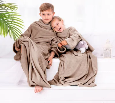 Produktbild von Ärmeldecke Lazykids für Kinder - Kuscheldecke mit Ärmeln, Farbe:Beige