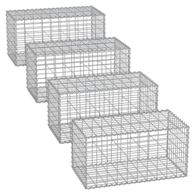 Produktbild von Gabionenkorb-Set Silber – Metallgeflecht, verzinkter Stahl, 100 x 50 x 50 cm