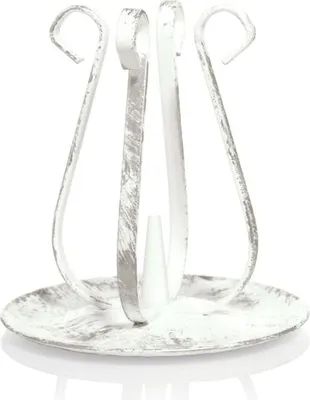 Produktbild von INNA-GLAS Metall Kerzenleuchter ISTREDD mit Dorn, für Kerzen Ø3-4cm, Silber-weiß, 10cm, Ø11cm - Vintage Metallleuchter