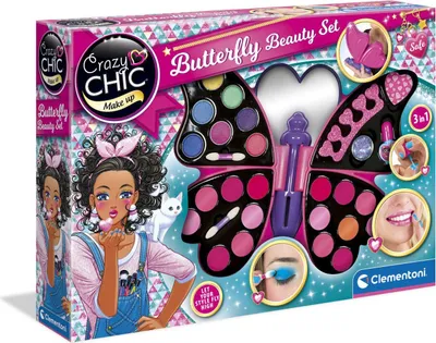 Produktbild von Clementoni Crazy Chic Butterfly beaty set 4 in 1, Make-up-Set für Kinder, 6 Jahr(e), Kunststoff