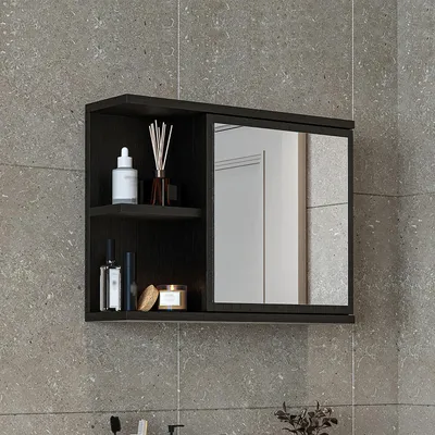 Image de Meuble de salle de bains Roomart ADA, armoire de toilette de 60 cm de large, chêne noir