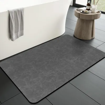 Immagine prodotto di Tappetino da bagno super assorbente, antiscivolo, ad asciugatura rapida, color grigio scuro, 50 x 80 cm