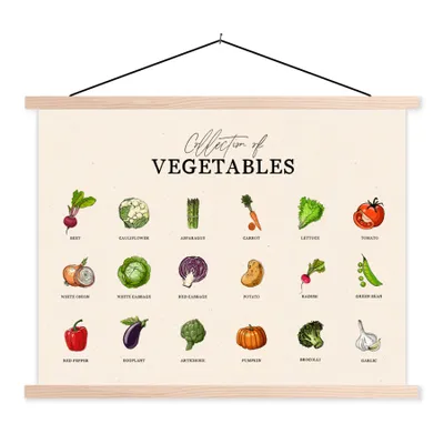Produktbild von MuchoWow® Textilposter Gemüse - Lebensmittel - Küche 150x113 cm mit holzfarbenen Rahmen - Poster
