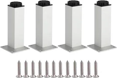 Obrázek produktu pro Hliníkové nohy pro stoly, výška 20 cm, výškově nastavitelné, kovové nohy, vhodné pro stoly, židle a skříně