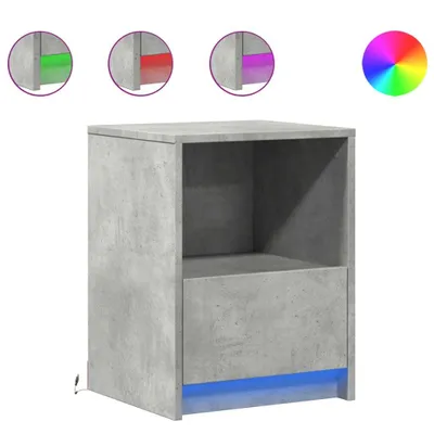 Produktbild von Nachttische mit LED-Leuchten 2 Stk. Betongrau Holzwerkstoff