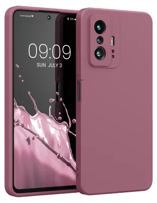Produktbild von kwmobile Hülle kompatibel mit Xiaomi 11T / 11T Pro Hülle - gummierte TPU Silikon Handyhülle - Schutzhülle für kabelloses Laden - Case in Dark Rose