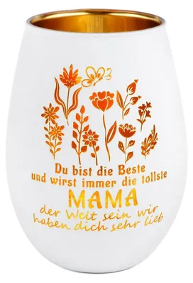 Produktbild von Windlicht Glas mit Gravur für Mama, Teelichthalter Geburtstagsgeschenk, 11,5 x 7,1 cm