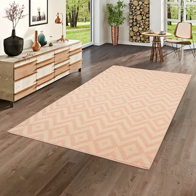 Produktbild von Teppich Modern Trendline Rauten Rosa, Größe:80x150 cm