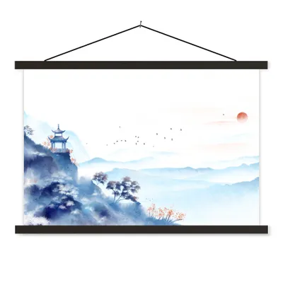 Produktbild von MuchoWow® Textilposter Malerei - Ölfarbe - Natur 150x100 cm mit schwarzem Rahmen - Schlafzimmer